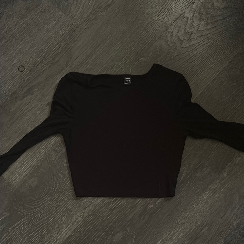 SHEIN Black and Pink Fitted Long Sleeve Bodysuit